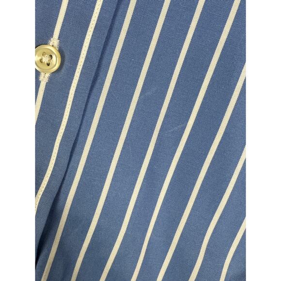 Ralph Lauren Classic Fit Button Up Striped Executive Shirt Haberdashe Blue XL 17 - Picture 8 of 9